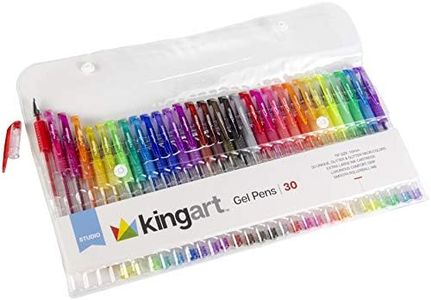 KINGART 400-30 GLITTER Rollerball GEL PENS, 30 Sparkling Colors with Soft-Grip Comfort, XL Ink Cartridge - For Coloring, Doodling, Scrapbooking, Journaling and General Use, All Ages, 30 Pens