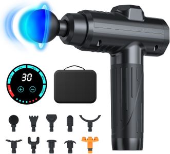 Deep Tissue Massage Gun – 30 Speeds, 10 Heads, Quiet Glide, LCD, Portable