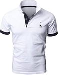 LIUPMWE Mens Polo Shirts Short Sleeve Giraffe Embroidery Golf T-Shirt S-2XL,White,XL