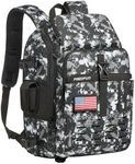 Piscifun Fishing Tackle Backpack with Rod & Gear Holder, Lightweight Outdoor Water-Resistant Fishing Shoulder Storage Bag with Protective Rain Cover, Digital Camouflage
