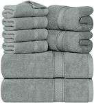 Utopia Towels - Towels Set, 2 Bath Towels, 2 Hand Towels and 4 Washcloths, 600 GSM Ring Spun Cotton Highly Absorbent Towels for Bathroom, Shower Towel (8 Pieces) (Cool Grey)