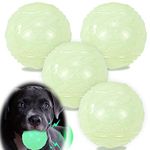 LECHONG 4-Pack Glow in The Dark Squeaky Dog Balls, Durable Glowing Bouncy Rubber Fetch Toy Balls for Small Medium Puppy Dogs Nighttime Playing Indoors and Outdoors