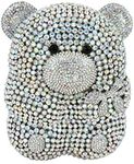 Bear Evening Bags and Clutches for Women Formal Party Cocktail Rhinestone Minaudiere Animal Purse Handbag, Silver Ab, Mini