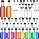 Cedilis 50 Pack 1.7oz/50ml Mini Liquor Bottles with Funnels, Airtight Plastic Spirit Bottle with Black Cap, Little Empty Clear Alcohol Shot Bottles, Miniature Bottles for Baby Shower, Weddings