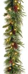 National Tree 9 Foot by 10 Inch Feel Real ® Colonial Garland with 15 Pine Cones, 15 Red Berries and 50 Dual Color ® Battery Operated LED Lights with Timer and 9 Functions (PECO7-395D-9AB)