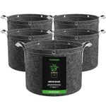 VIVOSUN 5-Pack 7 Gallon Grow Bags, 360G Thick Nonwoven Fabric Pots with Strap Handles, Multi-Purpose Rings, for Low Stress Plant Training Fruits, Vegetables, and Flowers