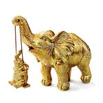SANTA�CASA Gold Elephant Decor, Elephant Figurines Collection, Golden Elephant Statues Figurines Decor Home Decoration Ornaments for Mom Women Good Luck Gift for Living Room Home Bedroom Office Shelf