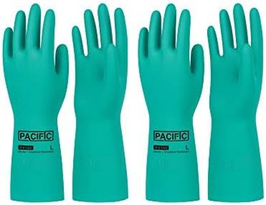 PACIFIC PPE 2 Pairs Nitrile Chemical Resistant Gloves, Flocked, Resist Strong Acid, Alkali, 15 mil, 12.6", Large