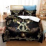 OYUXMAS Harry Potter Duvet Cover, School of Magic Printed Comforter Covers Set 3 Pcs with Zipper Closure & Ties, Microfiber Bedding Set-Super Soft and Comfortable Durable,Queen(No Comforter)