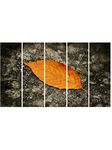 999STORE Framed Ready to Hang Multiple Canvas Frames Printed Frame Brown Leaf Wall Art Panels for Living Room Painting - 5 Frames (130 X 76 cms)