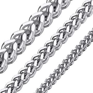 ChainsHouse Unisex Stainless Steel Flat Franco Curb Chain Hip Hop Punk Style Jewelry 3mm Wide Link Necklace, Send Gift Box, 24 Inch