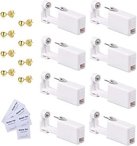 KOMUNJ Set di 8 pistole per piercing per orecchio, monouso, sterile, di sicurezza, con orecchini, set per piercing per asepsi, Acciaio inossidabile