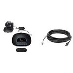 Logitech GROUP videoconferencing system for medium to large meeting rooms & 10 m Group Extender Cable - Black