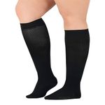 JIANYH 1 Pair Flight Socks for Women Large Calves, Black Plus Size Compression Sock for Men and Women, Compression Socks for Women for Pregnancy Travel Running Sports Cycling