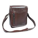 SPANIO™ 10 Inch Stylish Small PU Leather Sling Cross Body Travel Office Business Messenger One Side Shoulder Bag for Men &Women (Tan Brown - 26 X 7 X 20cm)