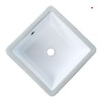 KINGWONG 14 Inch Small Square White Undermount Bathroom Sink 13.75" x 13.75" Vanity Under Counter Basin Rectangle Vessel Sink Opening Size 11.5" x 11.5" Lavamanos para Baños