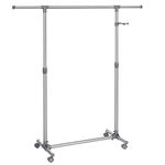 SONGMICS Clothes Rack with Casters, Clothing Rack, Height-Adjustable Garment Rack, Silver and Gray ULLR01G