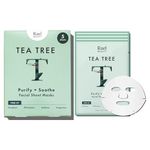 Rael Bamboo Face Sheet Mask - (Tea Tree, 5 Sheets) Fresh Forward Real Natural Facial Mask With Tea Tree Oil For Acne Prone Skin by Rael