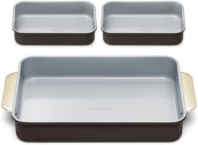 Caraway Nonstick Rectangle Baking Pan Set – 2x 9" x 6.5" & 1x 9" x 13" - Non-Toxic, PTFE & PFOA Free – Aluminized Steel Core – Deep Ceramic Baking Pan for Casseroles, Lasagna & More - Black