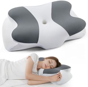 DONAMA Cervical Pillow for Sleeping, Contour Memory Foam Pillow for Neck and Shoulder Support, Ergonomic Neck Pillow for Side Back Stomach Sleepers, Bed Pillows with Cooling Pillowcase