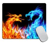 Mouse Pad, Rectangle Abstract Blue and Red Fiery Dragons Anti-Slip Rubber Mousepad for Gaming Office Laptop Computer PC Men Women Kids, Cute Custom Pattern 9.5"x7.9"x0.12" Inch