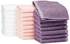 Amazon Basics Cotton Washcloths - 24-Pack - Petal Pink, Lavender, White