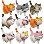 HOINCO 9 PCS Cute Miniature Cats Landscape Lovely Cats Figurines Fairy Home Garden Animals Kitten Adorable Cupcake Christmas Birthday Gift for Home Garden Decor Ornament Supplies（Second Generation）