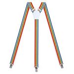 Action Ward Womens Suspenders – Y Back Style – 1" Width - Comfortably Adjustable Elastic Straps and Metal Clips (Rainbow 2)