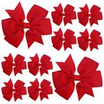 Sibba 10 Pieces Ribbon Hair Bows Alligator Clips Hairbows Barrettes 3 Inch Red Ponytail Holder Cheerleading Hairpin Christmas Valentine's Day Accessories for Women Toddler Girls