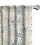 Ambesonne Dragonfly Curtains, Colorful Silhouettes of Exotic Insects Open Wings Beauty of Nature, Window Treatments 2 Panel Set for Living Room Bedroom, Pair of - 28" x 63", Green Mustard