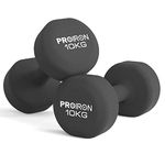 PROIRON Neoprene Dumbbell Weights Pair for Women 1kg 1.5kg 2kg 3kg 4kg 5kg 6kg 7kg 8kg 10kg, Arm Hand Exercise Weights (Black-2 x 10KG)