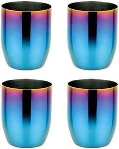 Ahimsa Stainless Steel Kids Cups - Pediatrician Designed Toddler Cup for Open Cup Training, 8oz, 100% BPA Free & Dishwasher Safe (Set of 4 Iridescent Blue Cups)