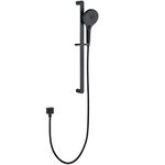 Shower Head with Slide Bar, Handheld Matte Black Shower Kit Combo with Hose, Adjustable Holder Set