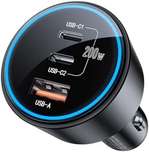 USB C Car Charger Fast Charging 200W, Dual PD 100W Type C Car Charger, PD3.0/QC4.0/PPS Cigarette Lighter Adapter for Phone 15/14/13/12, Galaxy S22/S21 Ultra, MacBook, Laptop etc