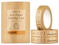 Koju Kraft Paper Packing Tape 24mm x 50m | 1/3/6 packs | Eco Friendly & Recyclable Brown Paper Tape for Packaging Parcels | Strong, Heavy Duty Paper Parcel Tape (3)