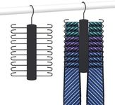 OMHOMETY Tie Rack, Wooden Tie Hanger for Men Closet, 20 Storage Capacity, Non-Slip Rotatable Tie Organizer, Closet Organizers and Storage, Black