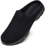 INMINPIN Unisex Slippers Casual Clog House Shoes Comfort Slip-On Walking Mules with Indoor Outdoor Anti-Skid Sole for Men and Women, All Black, 12.5 Women/11 Men