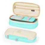 Coolzon Expandable School Bag, Large Capacity Pencil case, Pencil Bag, Stationery Bag, Make-up Bag for Girls, Boys, Students, Children, Adults, Green