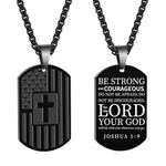 OIDEA Dog Tag Cross Necklace for Men: To My Son Stainless Steel Bible Verse Pendant Necklace American Flag Inspirational Patriotic Christian Jewelry Gift for Mens Boys Style c