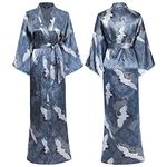 DiaryLook Ladies Kimono Dressing Gowns for Women Long Kimono Robes Satin Long Bridesmaid Robes Floral