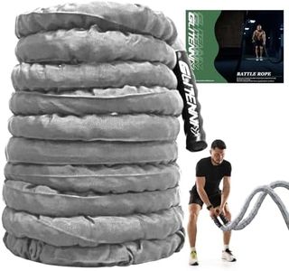 Battle Ropes Gray Workout Rope 1.5inch Battle Ropes for Home Gym 30ft Exercise Ropes for Working Out Heavy Ropes for Exercise Training Weighted Rope Weighted Workout Rope Battle Rope