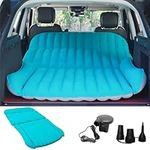 KMZ SUV Air Mattress Thickened and Double Side Flocked Travel Mattress Camping Air Bed for SUV Back Seat 4 Air Bags（Fruit Green and Space Gray）