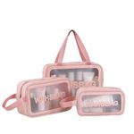 KUKLAR Washbag Pouch Bag for Home & Travel, Toiletry Bag for, Brushes, Accessories Set of 3 (Pink)