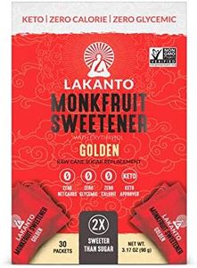 Lakanto Golden Monk Fruit Sweetener with Erythritol Packets - Raw Cane Sugar Replacement, Zero Net Carbs, Zero Calorie, Sweeten on the Go, Coffee, Lemonade, Tea, Desserts - Golden (30 Count)
