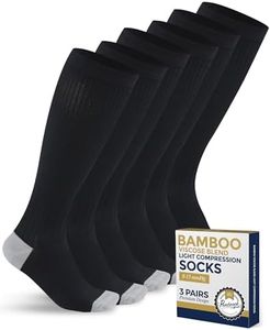 Pembrook Bamboo Viscose Light Compression Socks - 3 Pairs | Mens and Womens Compression Socks 8-15 mmHg | Mens and Womens Light Compression Socks for Circulation | Black Compression Socks