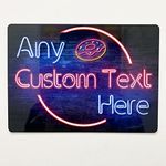 Personalised Neon Effect Food-Themed Clipart Printed Metal Sign wall art A4 Bar Add Name