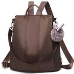 Charmore Women Backpack Ladies Rucksack Waterproof Nylon School bags Anti-theft Daypack Shoulder Bags (Coffee, Medium)