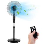 DORTALA Pedestal Fan Dual Blades, 18 Inches Oscillating Fan with Timer & Adjustable Height, 3 Speed Standing Electric Fan with Remote Control for Airflow & Coolness, Home/Office, Black