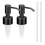 Navaris Stainless Steel Soap Dispenser Head (Set of 2) - Screw On Pump Head for 26-28mm Top Bottles - Nozzle for Liquid, Lotion - Design 1, Black