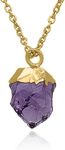 Amethyst Necklace for Women, Premium Gold Raw Stone Necklaces for Women - Tarnish Free 18K Gold Vermeil Certified S925 Classic Statement Necklace Gold Jewelry for Women - Mothers Day Gift for Mom Wife
